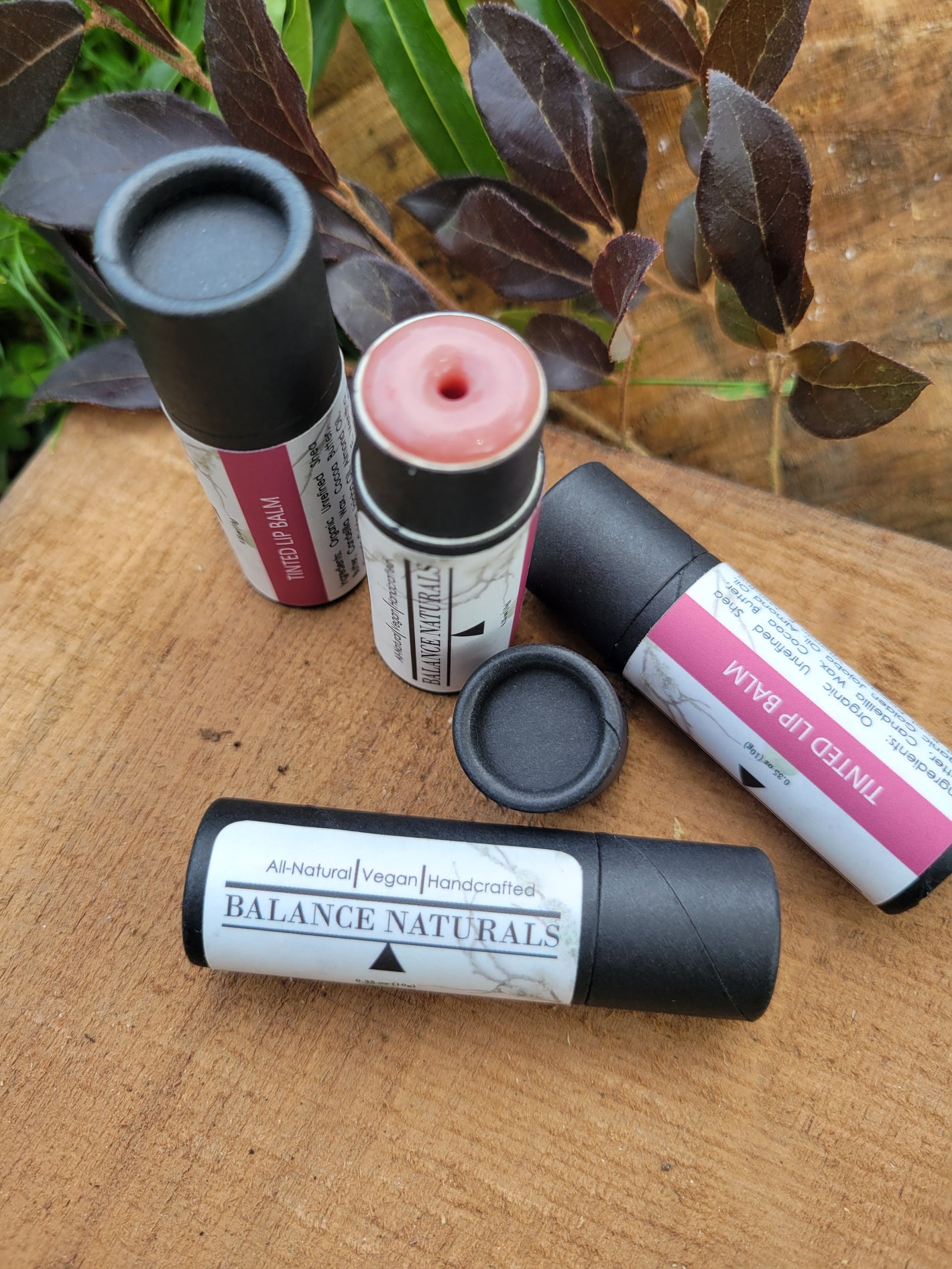 natural tinted lip balm in eco friendly packaging