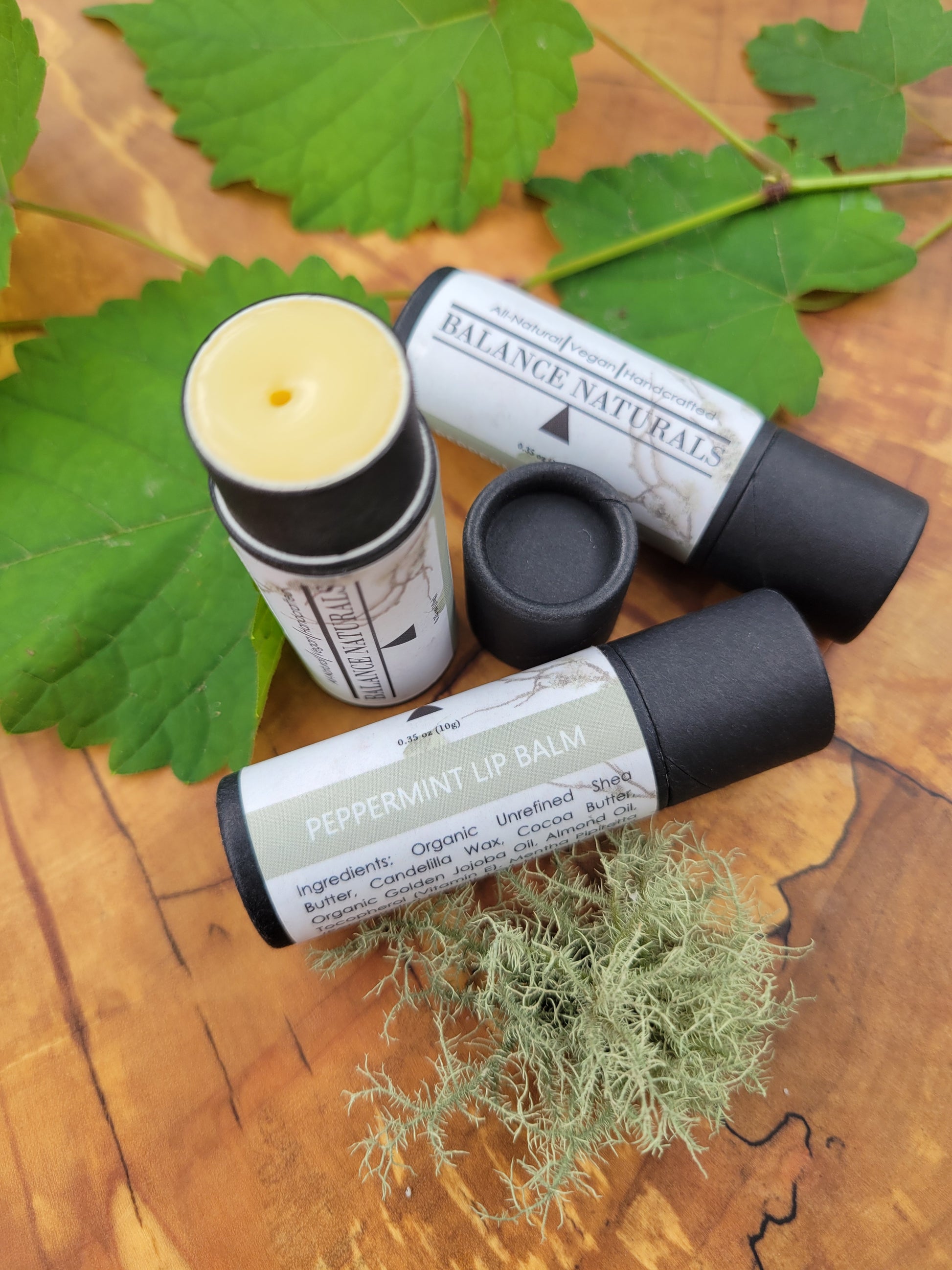 natural lip balms in eco friendly packaging